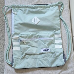 Adidas Light Green and Gray Drawstring Bag